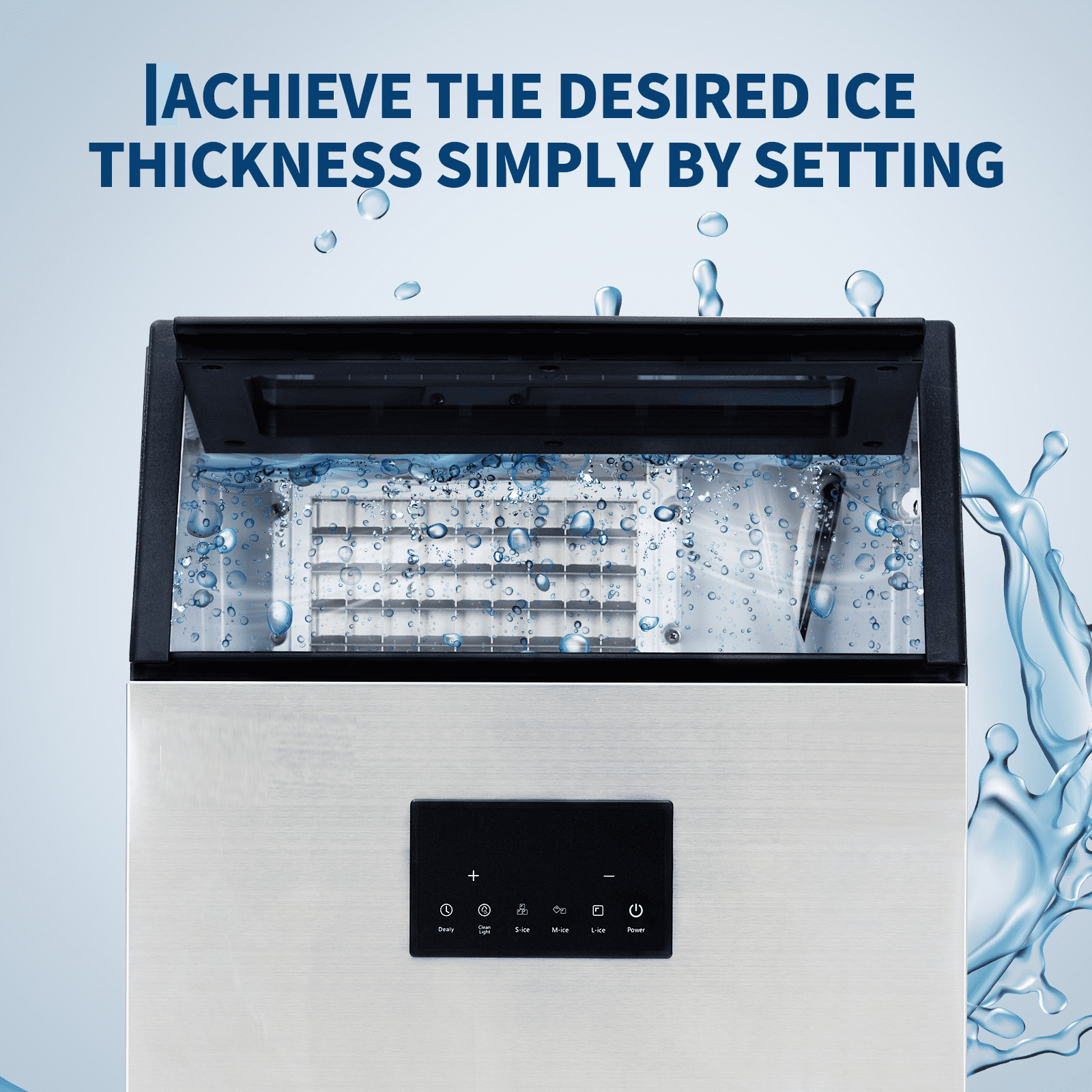 Commercial Ice Maker Machine 150 LBS/24H, Stainless Steel Under Counter Freestanding Ice Machine with 33 LBS Storage Bin, Dual Water Inlet,10-15 Mins Fast Ice, Self-Cleaning