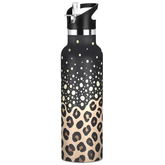 ALAZA Leopard Polka Dots Pattern Stainless Steel Water Bottle Vacuum Insulated Leak-Proof Tumbler with Straw Handle 20oz