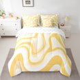 thumbnail image 2 of jejeloiu Geometric Wave Striped 7pcs Bedding Comforter Set,Abstract Lines Queen Bedding Sets,Yellow Stripes Queen Sheet Sets For Children,Breathable Home Decor Reversible, 2 of 8