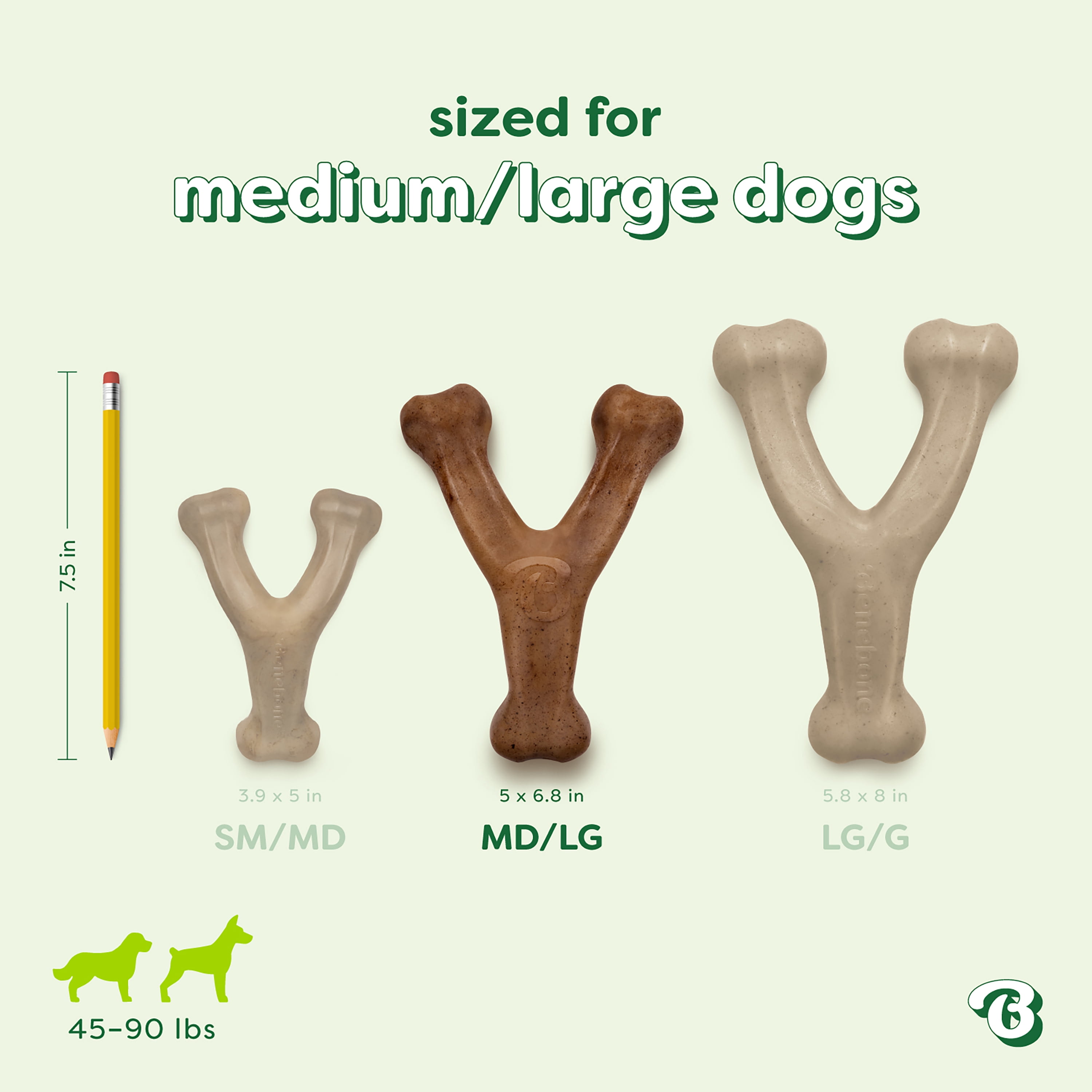 Benebone Essentials Wishbone Durable Dog Chew Toy for Aggressive Chewers, Real Chicken, M/L