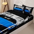 thumbnail image 3 of Castle Fairy Modern Sports Car Zipper Full Size Comforter Sets with Fitted Sheet and 2 Pillowcases,Garage Gate View Zipper Bedding Set for Bedroom,Blue Black,4pcs,Black Reversible, 3 of 6