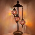 thumbnail image 4 of SILVERFEVER Moroccan Lamps Mosaic Turkish Lamp Colorful Handmade Glass Lanterns 30" Tall- E 12 Light Bulbs Enclosed Burgundy Star of David, 4 of 8