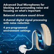 RCA OTC Behind-the-Ear Hearing Aids with Charging Case, Beige