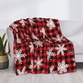 thumbnail image 4 of Throw Blanket for Couch - Snowflake red plaid Soft Comfy Lightweight Cozy Warm Throw Blanket, Fuzzy Plush Flannel Blanket & Throws for Sofa and Bed All Season, 4 of 8