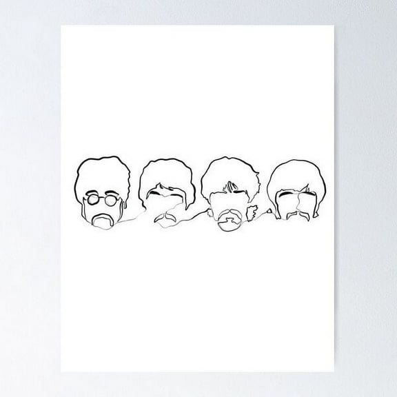 The Beatles One Line Drawing Art Print Poster Wall Art, Modern Wall Decor For Living Room Bedroom, 8x12 UNFRAMED