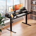 thumbnail image 4 of Kingant Electric Standing Desk with 2 Drawers,  Sit to Stand Desk with Storage Shelf and C-Clamp Mount Compatibility for Home Office, Black, 4 of 8