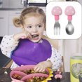 thumbnail image 5 of Hukapapa Seta De Dos Colores Silicona Cubiertos Para Bebé Tenedor Cuchara - Alimentos Complementarios Cuchara Para Niños Cubiertos, 5 of 5