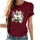 thumbnail image 4 of Tops de Cuello Alto para las Mujeres Amante Impreso Camiseta Cuello Redondo Manga Corta, Poliéster Spandex, 4 of 7