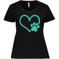 thumbnail image 3 of Inktastic Teal Heart with Paw Print Women's Plus Size T-Shirt, 3 of 5