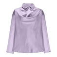 thumbnail image 3 of Hvyesh Womens Tops Draped Cowl Neck Tunic Shirts Satin Silk Long Sleeve Tops Dressy Office Business Work Shirt Elegant Blouse, 3 of 7