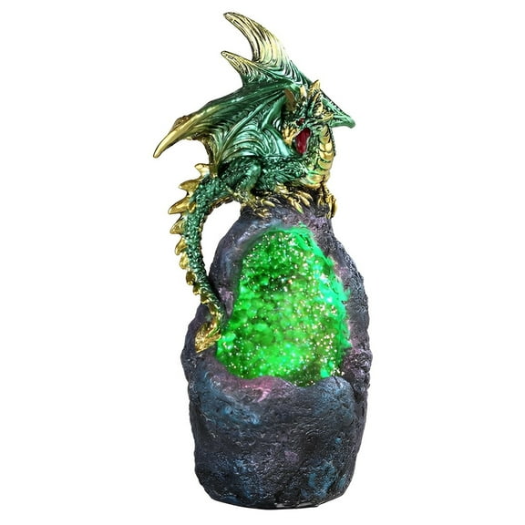 FC Design 6.75"H Green Dragon with LED Green Faux Crystal Stone Figurine Statue Sculpture Ornament Decoration Home/Room Decor and Unique Gift Ideas for Housewarming, Holidays and Birthdays