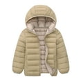 thumbnail image 3 of LNZGNM Winter Coat for Toddler 8-9Y Down Cozy Packable Jackets Fashion Windproof Puffy Outerwear with Hood Zip Up Long Sleeve Clothes for School, Khaki, 8-9Y, 3 of 3