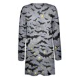 thumbnail image 6 of WTOBBY Women's Fashion Comfortable Halloween Printed Mid-Length Cardigan Jacket Casual Long Sleeve Open Front Cover Up With Pockets Fall Layering Piece,Light Gray S, 6 of 7