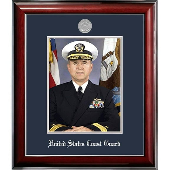 Campus Images CGPCL002 8 x 10 in. Patriot Frames Coast Guard Portrait Classic Mahogany Frame with Silver Medallion