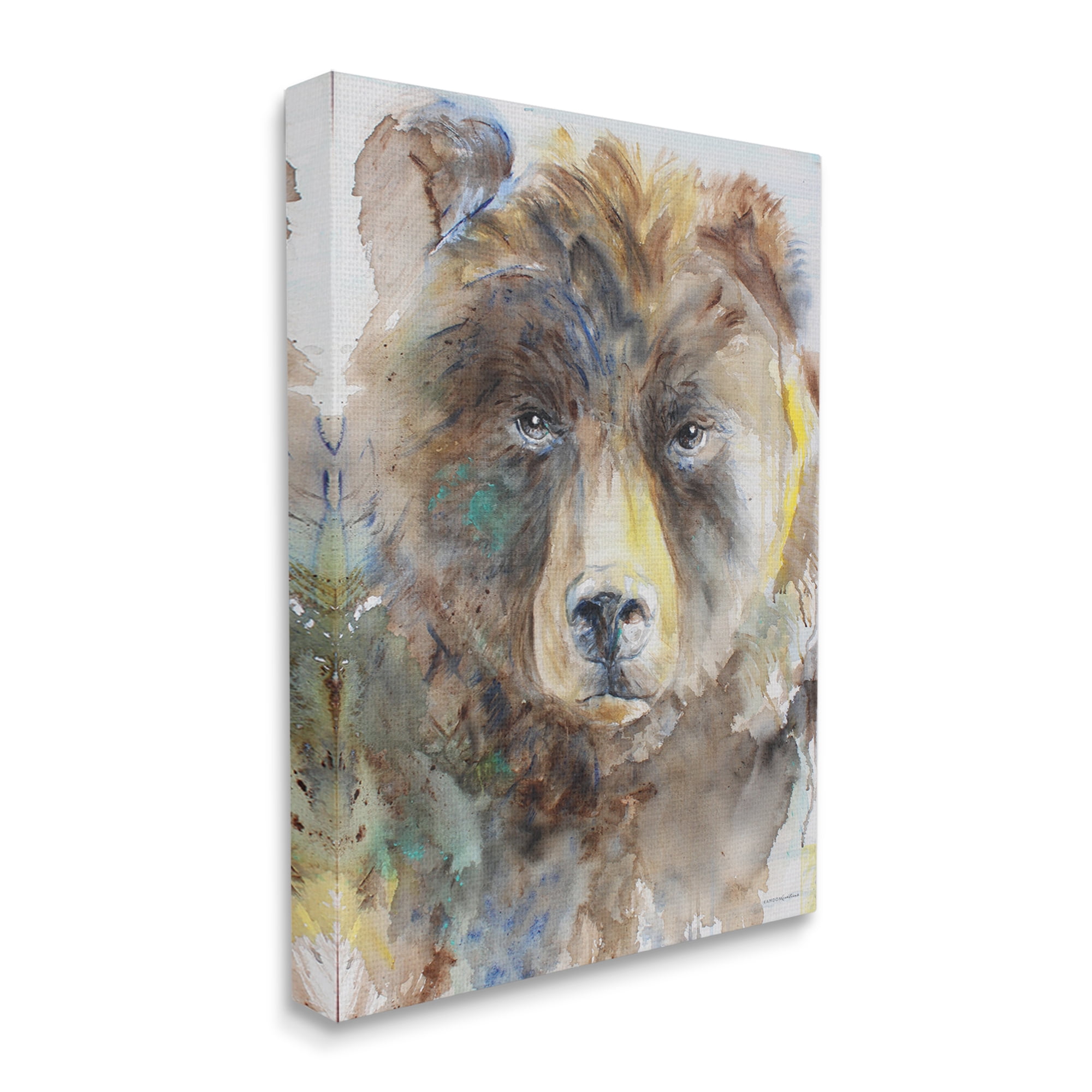 Stupell Industries Abstract Watercolor Brown Bear Portrait Wild Forest Animal, 36 x 48, Design by Kamdon Kreations