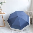 thumbnail image 4 of Paraguas plegable Tronco Metal Tela impermeable A prueba de rayos UV Sombrilla de doble propósito Paraguas de lluvia para viajes Compras Base azul Línea blanca 3 plegado, 4 of 5