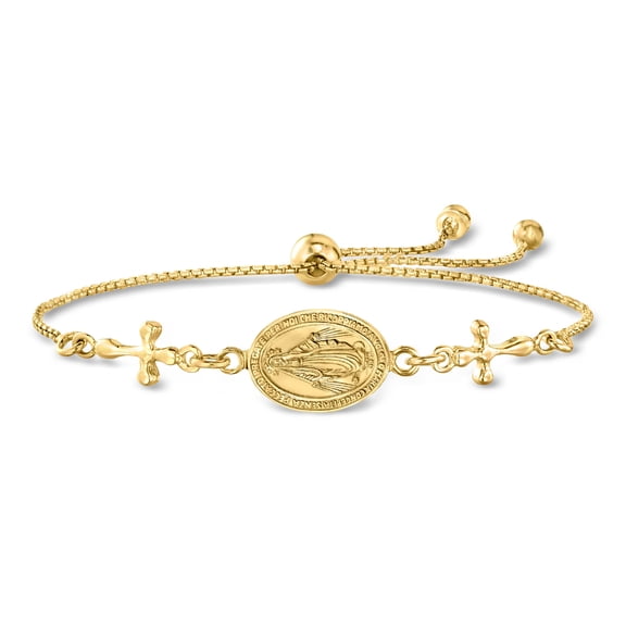 Ross-Simons Italian 18kt Gold Over Sterling Miraculous Medal Bolo Bracelet, Women's, Adult
