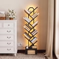 thumbnail image 4 of Casacomoda 8 Tier Tree Bookshelf, Bookcase with LED Lights, Display Floor Standing Storage Shelf, Book Organizer Shelves for Home Office, Living Room, Black, 4 of 8
