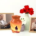 thumbnail image 6 of JAGASY Cowboy Small Urn for Father - Orange Mini Urns for Human Ashes Keepsake - Horse Mountain & Rain Decorative Urns for Ashes for Women - Miniature Cremation Urn for Mom & Dad - (3 Inch), 6 of 7