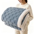 thumbnail image 1 of Manta Sherpa de franela Gracelife, acogedora, suave y sucia, azul, 1 of 9