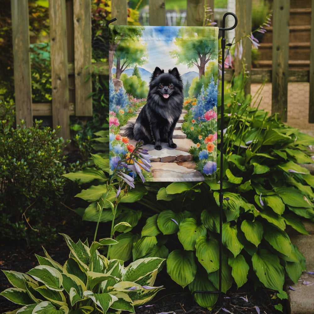 Pomeranian Spring Path Garden Flag 11.25 in x 15.5 in