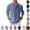 Blue, variant on YOUYEDIAN Cotton Linen Henley Shirts for Men Casual Long Sleeve Mock Neck Shirts Fashion Button Down Tops