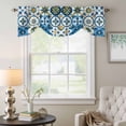 thumbnail image 6 of Blue Retro Boho Tie Up Valances Curtain, Adjustable Kitchen Geometric Floral Traditional Spanish Style Valances for Windows Decor, Rod Pocket Short Curtains Set for Bedroom/Bathroom, 42"x12", 6 of 9