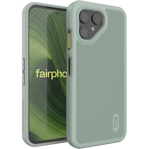 TUDIA MergeGrip for Fairphone 6 Case Military Grade Dual Layer Shockproof Cover - Green Lily