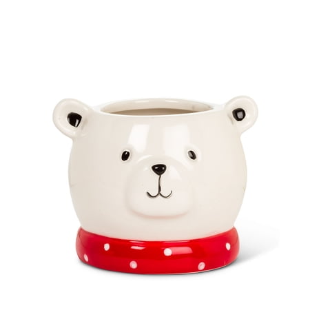 Set of 2 Small Polar Bear Head Planter