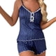 thumbnail image 1 of Gibobby Pijamas mujer invierno Conjunto de ropa para el con tirantes de leche triturada de seda helada para mujer, conjunto de pijama con estampado de amor(Azul oscuro,M), 1 of 5
