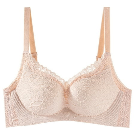 Bras for Women Lace Bralettes Plus Size No Underwire Seamless Push Up Full Coverage Comfort Lingeries Bra Beige 1 34 B