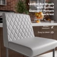 thumbnail image 6 of Genpo Counter Height Bar Stools Set of 2, 26" Industrial Kitchen Counter Height Stools with Back, Gray Leather Barstools with Padded Seat and Painted Metal Frame for Kitchen Island, 6 of 9