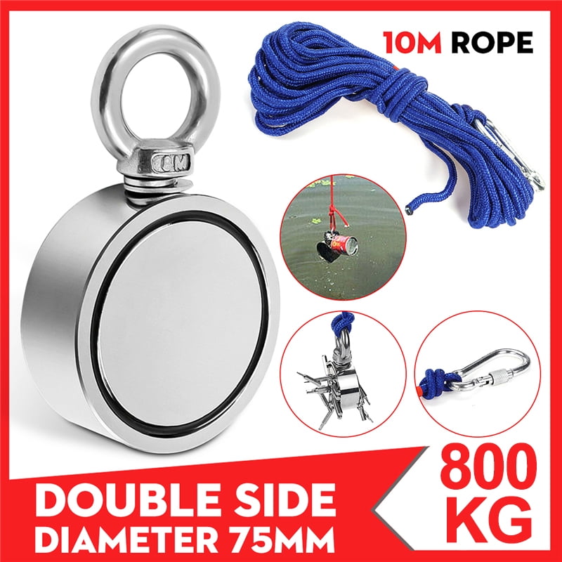 300/500KG Round Double Sided Neodymium Fishing Magnet Pulling Force W/10M Rope 