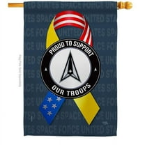 Breeze Decor H108655-BO 28 x 40 in. Support Space Force Troops House Flag with Armed Forces Double-Sided Decorative Vertical Flags Decoration Banner Garden Yard Gift