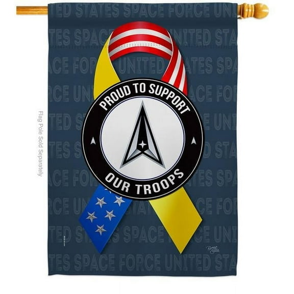 Breeze Decor H108655-BO 28 x 40 in. Support Space Force Troops House Flag with Armed Forces Double-Sided Decorative Vertical Flags Decoration Banner Garden Yard Gift