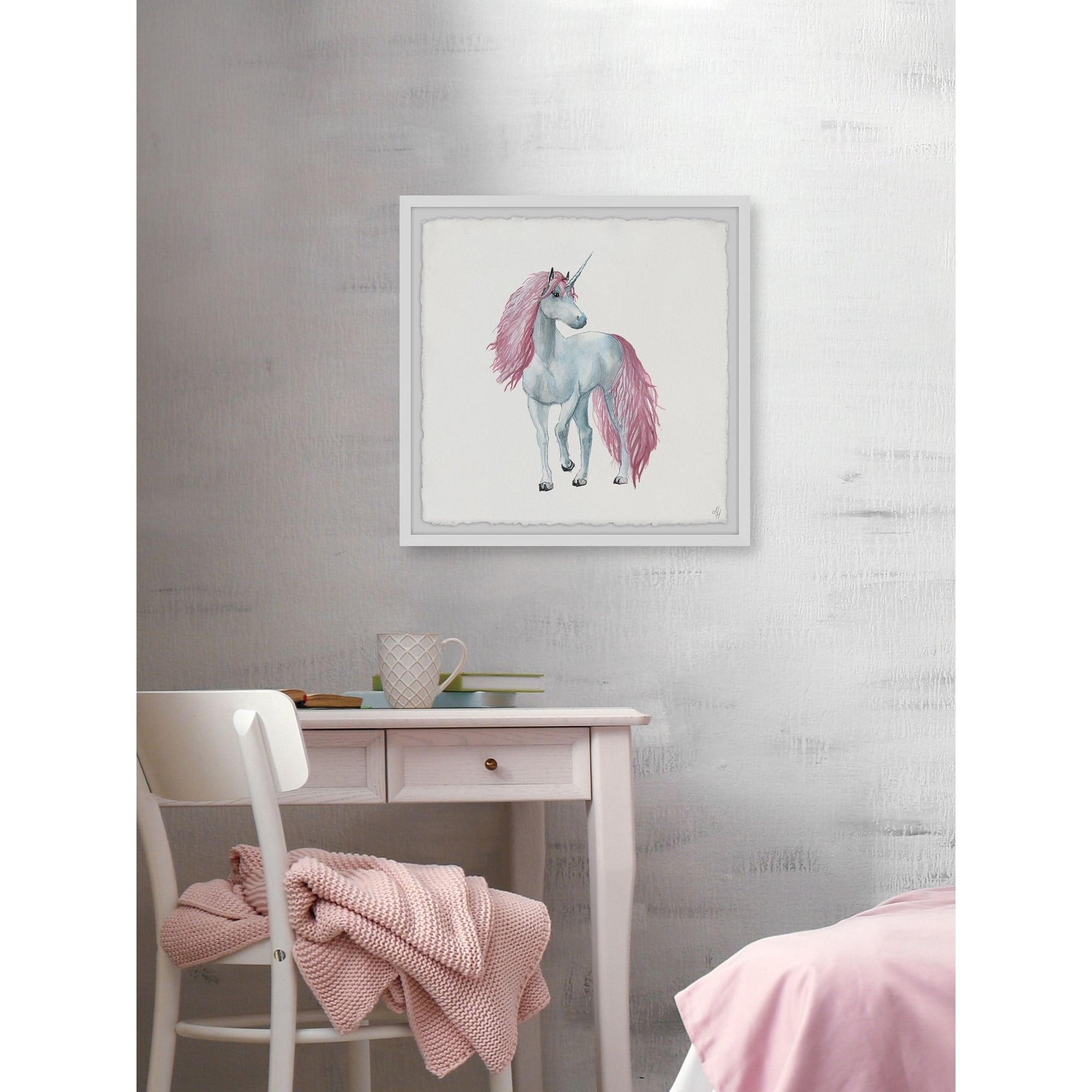 Marmont Hill Pink-haired Unicorn Framed Wall Art