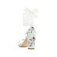thumbnail image 4 of BLISSFUL STEP Women's Satin Floral Print Block Heel Sandals White 6, 4 of 8
