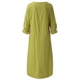 thumbnail image 4 of IDALL Summer Dresses,Maxi Dresses Women Casual Long Sleeve Solid O-Neck Summer Cotton Maxi Dress With Pockets Long Dresses,Linen Dress,Modest Dresses Yellow Dress M, 4 of 6