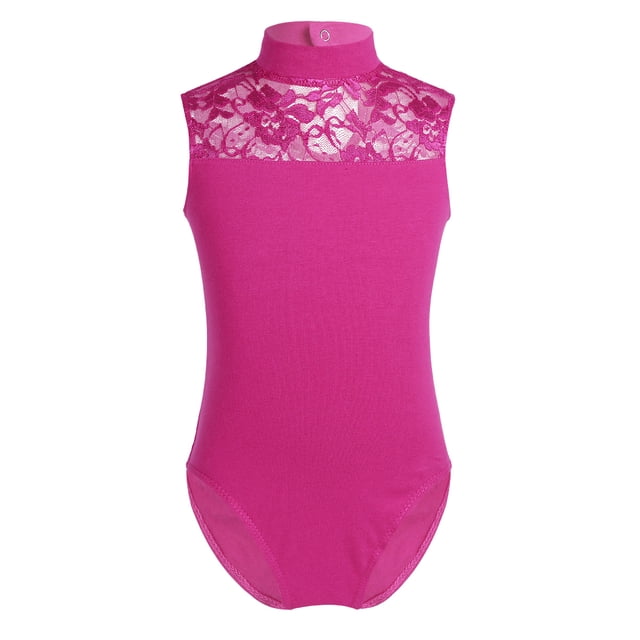 Aiihoo Justaucorps de Ballet pour Filles Costumes de Gymnastique Danseuse Sans Manches en Maille Rose Rouge m