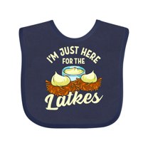Inktastic Hanukkah Funny Here for Latkes Boys or Girls Baby Bib