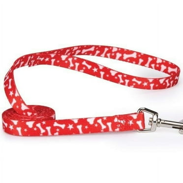 Pooch Patterns Dog Leads Classic Bone Leash Design - Choose Red or Blue & Length (6’L x 1"W,Red)