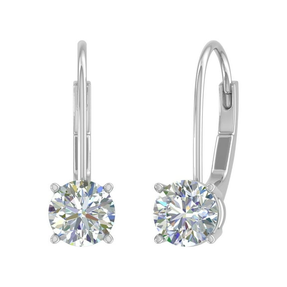 1 Carat Diamond Leverback Drop Earrings in 14K White Gold - IGI Certified