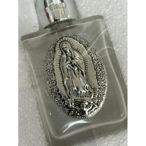 12 Pcs lady of guadalupe Glass Holy Water Bottles 0.5 Fl oz Embossed Glass Travel Empty Bottles Church Decorations for Home Wedding, Portable Party Favors