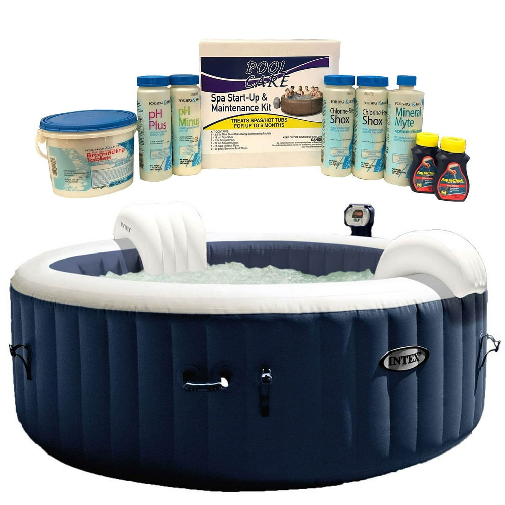 Intex Pure Spa 4Person Home Inflatable Hot Tub & Qualco 6 Month Chemical Kit Intex Pure Spa 4Person Home Inflatable Hot Tub & Qualco 6 Month Chemical Kit