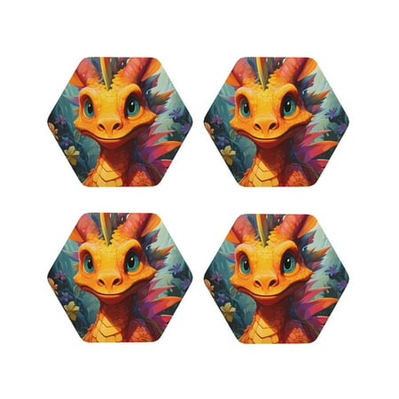 

Tideii Colorful Flower Chameleon for Leather Coasters 4 Pieces Anti-fouling and Anti-scalding Decorative Coasters Suitable for Restaurants Kitchens Coffee Shops-Hexagon