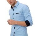 thumbnail image 3 of Stamzod Mens Button Down Shirt Fashion Color-Block Long Sleeve Dress Shirts formal Business Casual Oversized Shirt Sky Blue-1 XXL, 3 of 6