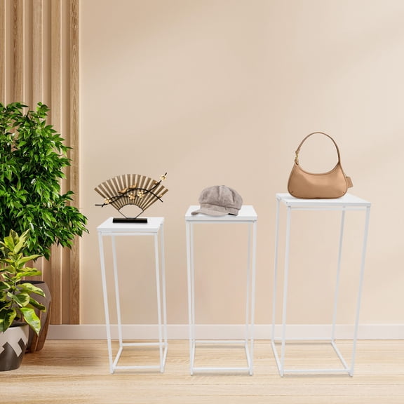 3Pcs Plant Stand Flower Pot Holder Rack Metal Display Shelf White