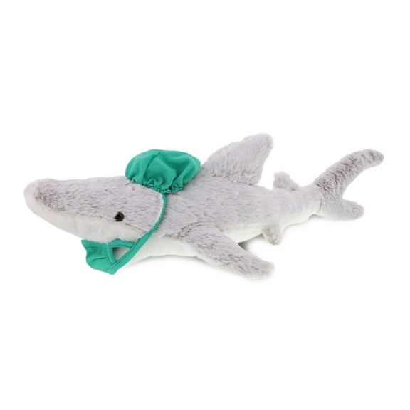 DolliBu Shark Doctor Plush Toy - Super Soft White Shark Doctor Stuffed Animal Dress Up with Cute Scrub Uniform & Cap Outfit - 23" Inches