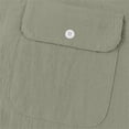 thumbnail image 6 of Rggeeun Men Shirts Solid Color Short Sleeve V Neck With Front Buttons & Pocket Trim Pleated Loose Fit For Summer Streetwear Simple Tee,Army Green,L, 6 of 8