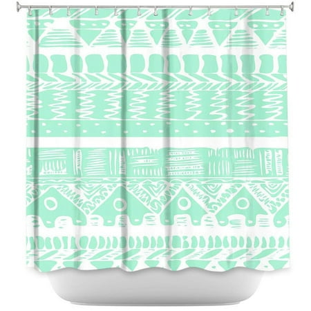 Shower Curtains - DiaNoche Designs - Boho Mint Aztec
